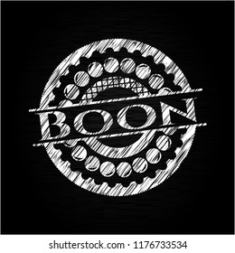 Boon chalk emblem written on a blackboard