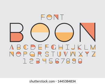 Boon font. Vector alphabet letters and numbers. Typeface design. 