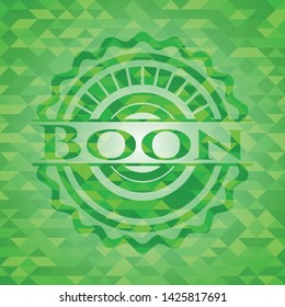 Boon green emblem. Mosaic background. Vector Illustration. Detailed.