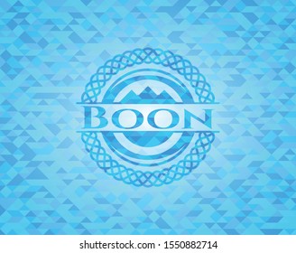 Boon realistic light blue emblem. Mosaic background