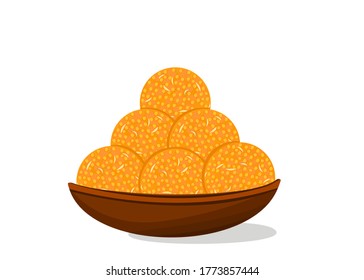 Boondi laddu Indian Sweets or Mithai Food Vector