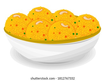 Boondi laddu Indian Sweets or Mithai Food Vector