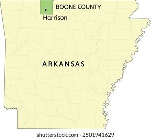 Boone County and city of Harrison location on Arkansas state map