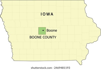 Boone County and city of Boone location on Iowa state map