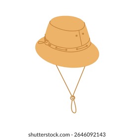 Boonie Bucket Hat with Cord Stopper. Summer Head Fashion accessory cap clothing technical illustration. Vector headgear for Men, women, unisex style, flat template CAD mockup sketch outline isolated