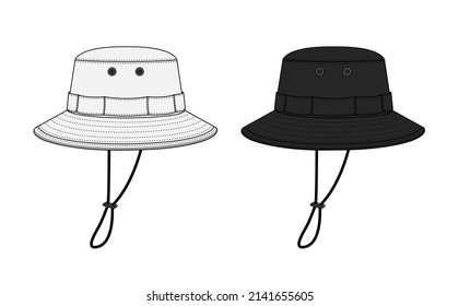 Boonie hat ( adventure hat ) template vector illustration set