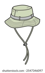 Boonie hat flat drawing vector design mockup template.