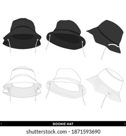 Boonie Hat Minimalis and Modern Simple Design Black and White Color Mockup Template Commercial Use