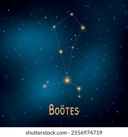 Boootes constellation in starry night sky