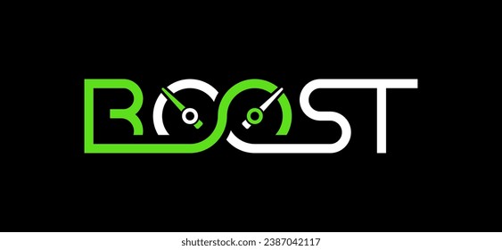 Boost acceleration text logo design.