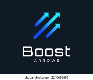 Boost Arrow Up Startup Success Fast Speed Forward Technology Modern Bright Color Vector Logo Design