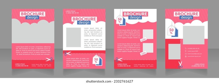 Boost brand awareness with discounts blank brochure design. Template set with copy space for text. Premade corporate reports collection. Editable 4 paper pages. Ubuntu Bold, Regular fonts used