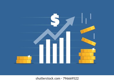 Boost business productivity. Return on investment. Vector illustration in flat style.