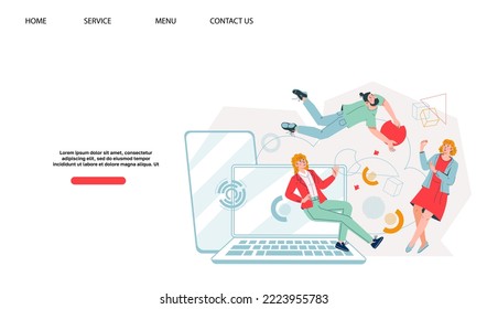 Boost up business strategy. Business development and growth strategy concept for website banner or landing page, flat vector illustration.