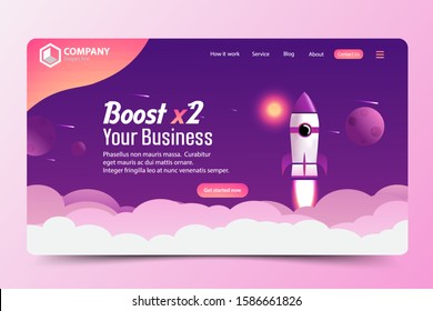 Boost Business Website Landing Page Vector Template Design Concept