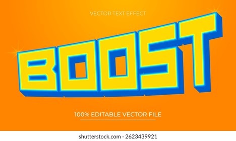 Boost Cartoon Games 3D Editable Text Effect with yellow and blue gradient