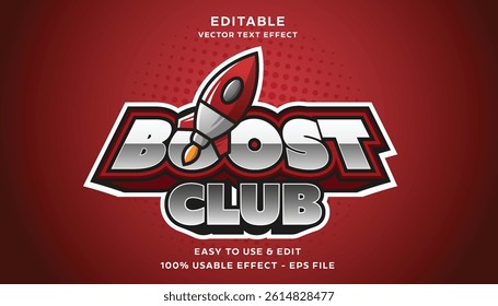 boost club editable text effect with modern and simple style