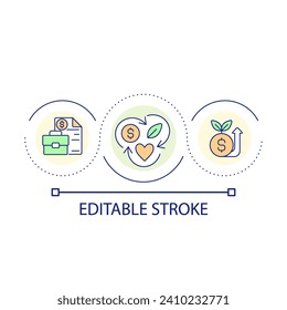 Boost company growth loop concept icon. Eco brand advantage. Increase income. Business reputation abstract idea thin line illustration. Isolated outline drawing. Editable stroke. Arial font used