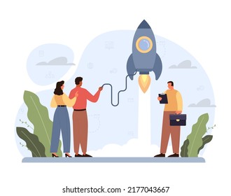 Boost up concept. Mental growth and improvement or career promote to higher position. Motivational power, efficiency and capability. Positive individual growth. Flat vector illustration