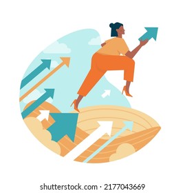 Boost up concept. Mental growth and improvement or career promote to higher position. Motivational power, efficiency and capability. Positive individual growth. Flat vector illustration