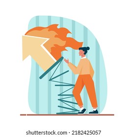 Boost up concept. Mental growth and improvement or career promote to higher position. Motivational power, efficiency and capability. Positive individual growth. Flat vector illustration