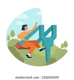 Boost up concept. Mental growth and improvement or career promote to higher position. Motivational power, efficiency and capability. Positive individual growth. Flat vector illustration