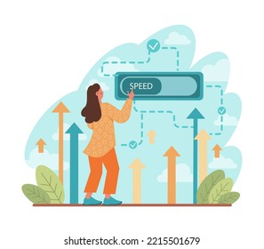 Boost up concept. Mental growth and improvement or career promote to higher position. Motivational power, efficiency and capability. Positive individual growth. Flat vector illustration