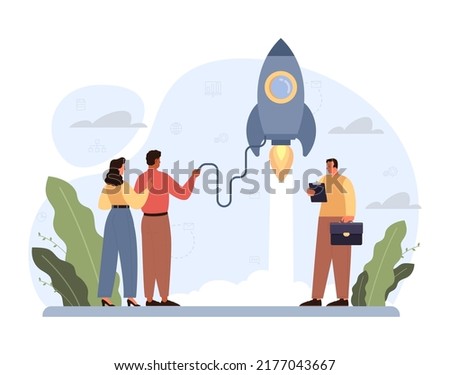 Boost up concept. Mental growth and improvement or career promote to higher position. Motivational power, efficiency and capability. Positive individual growth. Flat vector illustration