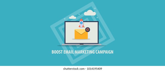 Boost Email Marketing, Marketing Software, Email Campaign Flat Vector Design Banner