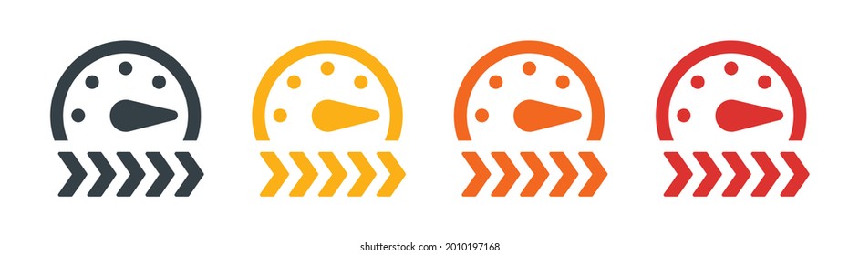 Impulsar, rápido, icono de productividad. Que contiene el panel de velocidad con flecha.