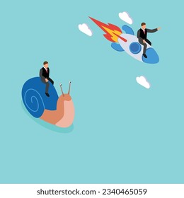 Boost fast speed to win business competition, high performance employee isometric 3d vector illustration concept for banner, website, illustration, landing page, flyer, etc.