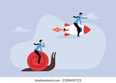 Boost fast speed to win business competition, high performance employee 2d flat vector illustration
