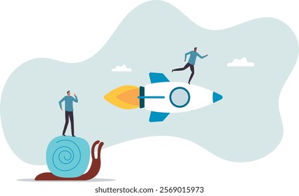 Boost fast speed to win business competition, high performance employee, competitive advantage winner, innovation or skill to success.business concept.flat character.