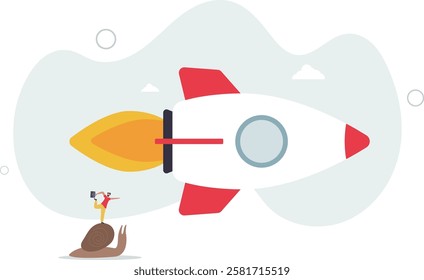 Boost fast speed to win business competition, high performance employee, competitive advantage winner, innovation or skill to success concept.flat characters.