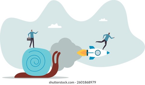 Boost fast speed to win business competition, high performance employee, competitive advantage winner, innovation or skill to success.character for design