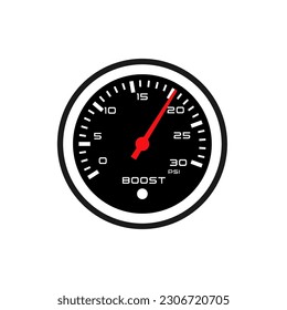 Boost gauge glyph icon. Clipart image isolated on white background