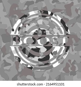 Boost grey camo emblem. Vector Illustration. 