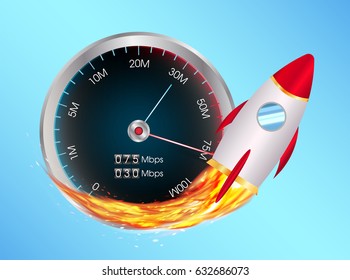 boost internet speed meter with toy rocket 