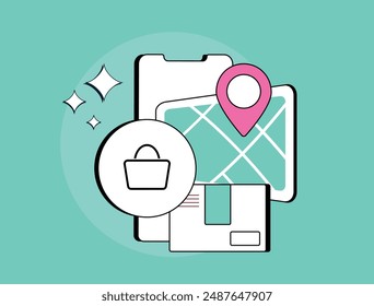Boost local marketing concept. Store marketing shopping with local delivery. Enhance community engagement, increase sales and support businesses. Improve customer loyalty with local strategies icon