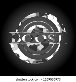 Boost on grey camouflage texture