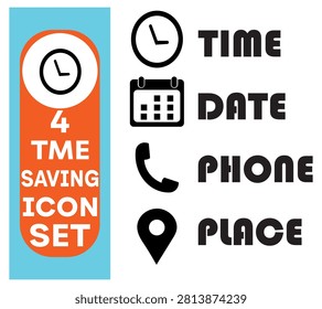 Boost productivity with this modern Time Saving Icon Set featuring a clean clock symbol in a flat vector style. Designed for business, project management, scheduling, workflow optimization, and digital productivity, this editable icon collection is perfect for websites, mobile apps, presentations, dashboards, infographics, marketing materials, office documents, and print projects. Its minimalist design ensures versatility across professional and creative applications while emphasizing time management, efficiency, organization, and smart planning.

#TimeSaving #IconSet #Clock #TimeManagement #Productivity #Business #Workflow #Planning #Schedule #Deadline #Reminder #Vector #Illustration #GraphicDesign #FlatDesign #UI #AppDesign #Office #Efficiency #Editable
