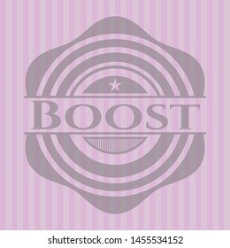Boost realistic pink emblem. Vector Illustration. Detailed.