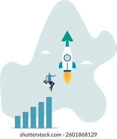 Boost rocket to business growing fast, investment growth, start or launch new business, innovation to boost success,character for design