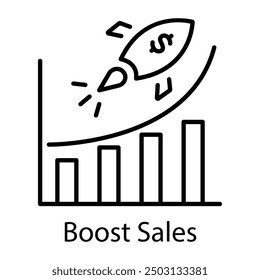Boost sales icon in line style 