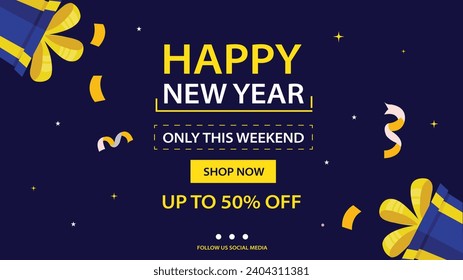 "Boost sales with our Happy New Year sale banner, designed to bring festive cheer and attract customers with irresistible deals and vibrant visuals!"