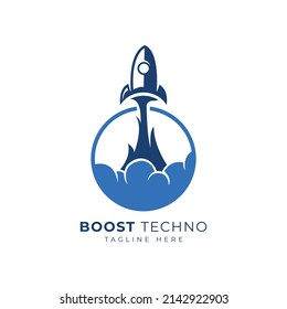 boost technology rocket logo design template 