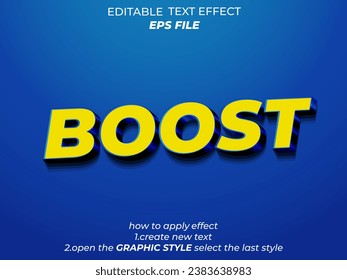 boost text effect, font editable, typography, 3d text. vector template