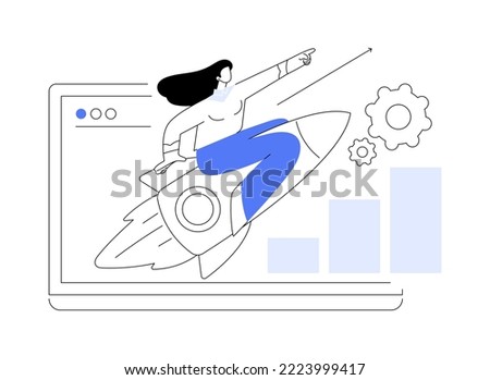 Boost in traffic abstract concept vector illustration. Traffic increase, seo, search engine optimization, boost website, visitor growth, digital promotion strategy and tactics abstract metaphor.