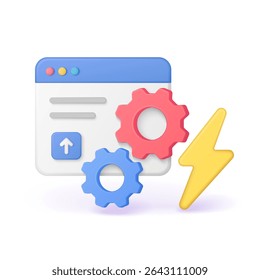 Aumente a velocidade e o desempenho do site com ferramentas de otimização e tecnologia de carregamento rápido para uma melhor experiência do usuário e ilustração de vetor de classificação de pesquisa