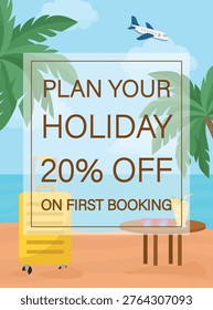 
Boost your bookings with this professional travel agency promo flyer, featuring a 20 percent discount offer. Perfect for planning your next holiday with a clean, attractive layout and call to action.